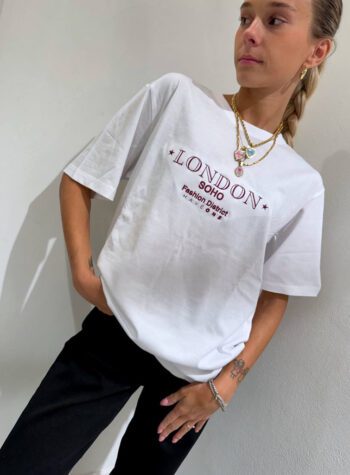 Shop Online T-shirt ampia bianca London HaveOne