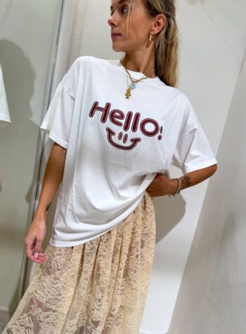 Shop Online T-shirt ampia bianca HELLO Vicolo