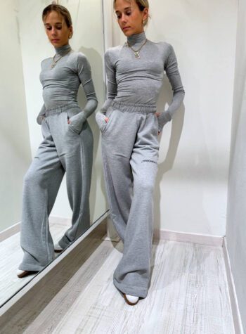 Shop Online Pantalone in felpa palazzo grigio Hinnominate