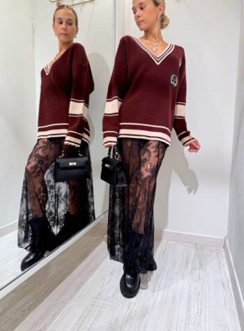 Shop Online Maglione ampio bordeaux college Vicolo