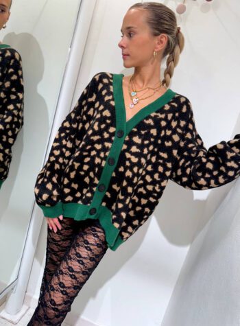 Shop Online Cardigan maculato profilo verde Vicolo