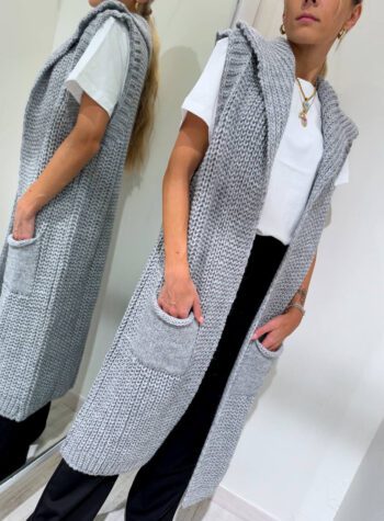 Shop Online Cardigan lungo smanicato grigio AnnaRita N