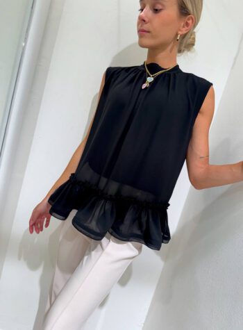 Shop Online Blusa nera con rouches Souvenir