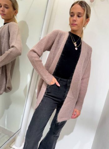 Shop Online Cardigan aperto tortora in mohair Kontatto