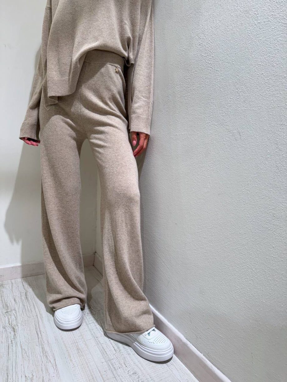 Shop Online Pantalone palazzo in maglia beige Souvenir