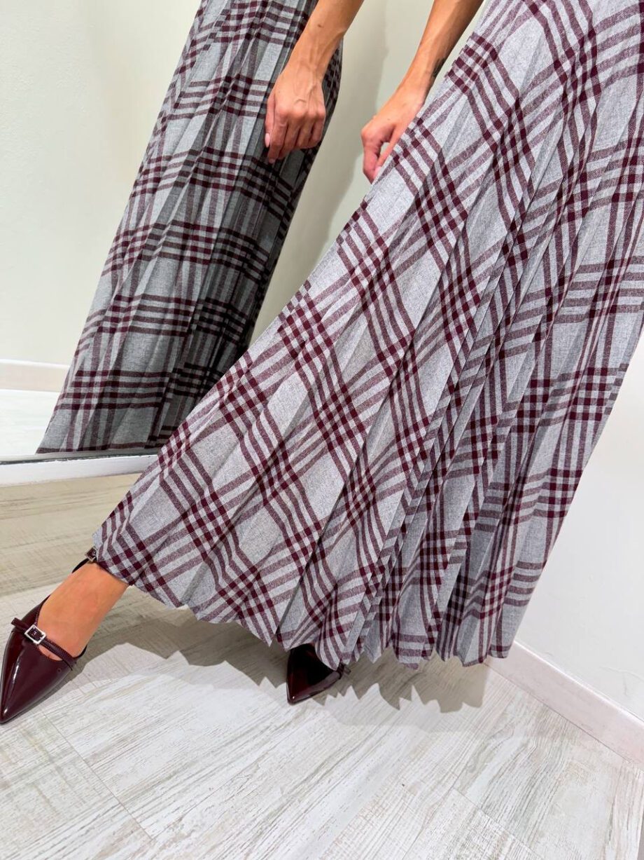 Shop Online Vestito midi check grigio e bordeaux Souvenir