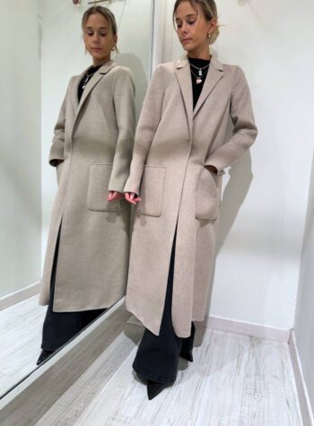 Shop Online Cappotto Hand Made lungo un bottone tortora Vicolo