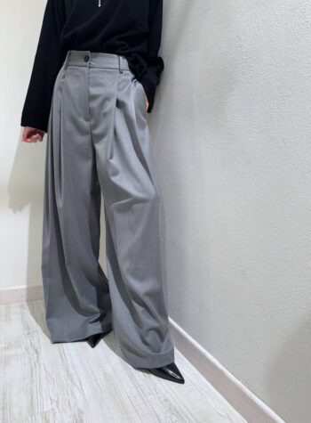 Shop Online Pantalone wide leg grigio pence Vicolo