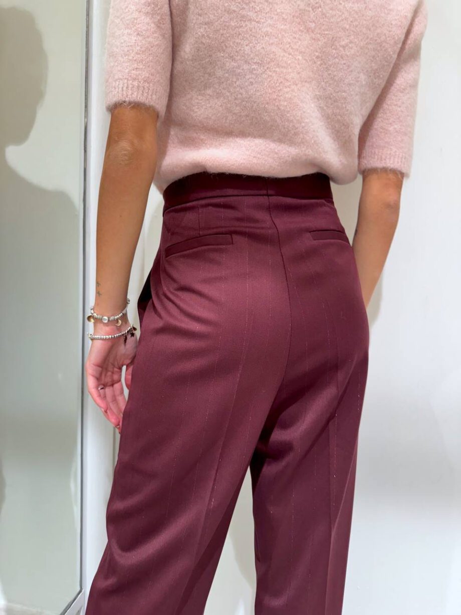 Shop Online Pantalone palazzo bordeaux gessatura glitter Vicolo