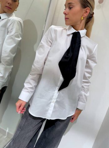 Shop Online Camicia bianca in cotone con foulard nero Vicolo