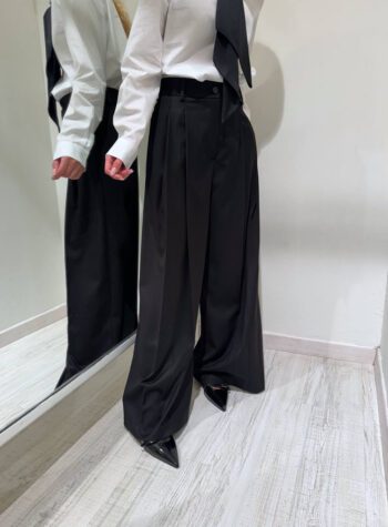 Shop Online Pantalone wide leg nero pence Vicolo