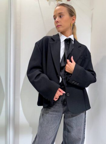 Shop Online Blazer corto oversized nero Vicolo