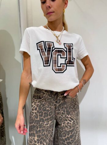 Shop Online T-shirt bianca stampa check VCL Vicolo