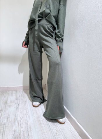 Shop Online Pantalone palazzo in maglia verde militare Hinnominate