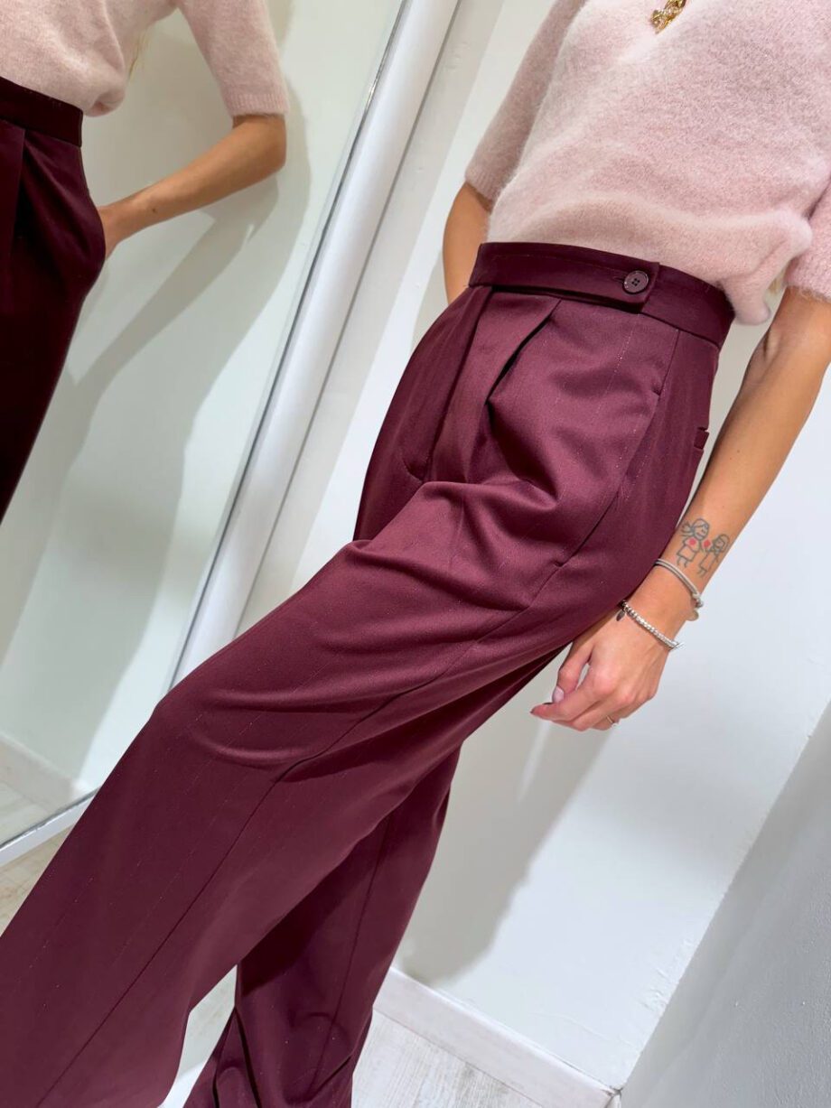 Shop Online Pantalone palazzo bordeaux gessatura glitter Vicolo