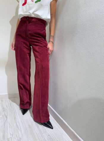 Shop Online Pantalone dritto in velluto bordeaux Vicolo