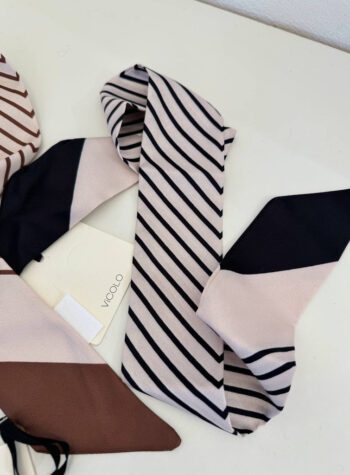 Shop Online Foulard in raso burro righe marroni