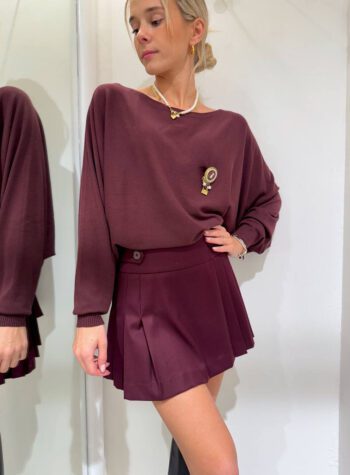 Shop Online Maglia ampia bordeaux rasata con spilla Vicolo