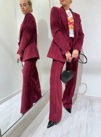 Shop Online Pantalone dritto in velluto bordeaux Vicolo