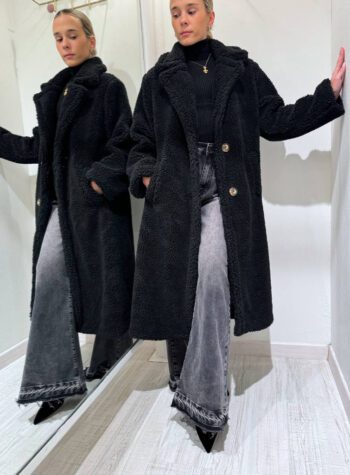 Shop Online Cappotto teddy lungo nero Susy Mix