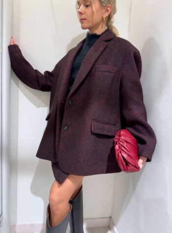 Shop Online Minigonna spigata in tweed nera e rossa Vicolo