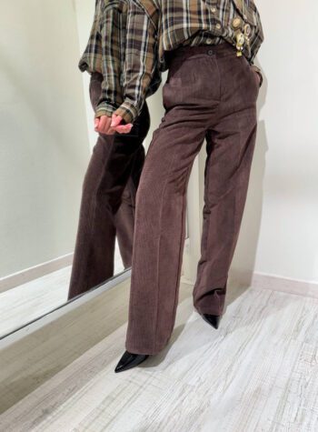 Shop Online Pantalone dritto in velluto moro Vicolo