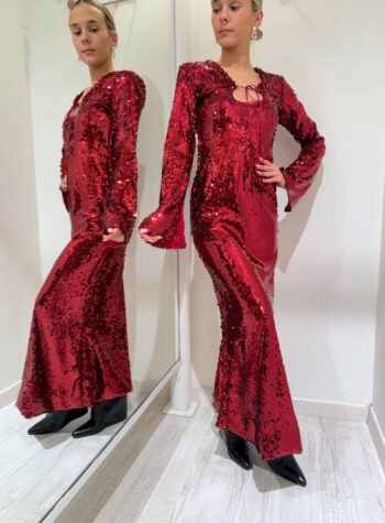 Shop Online Vestito lungo rosso con paillettes HaveOne