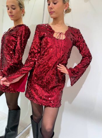 Shop Online Vestito corto rosso con paillettes HaveOne