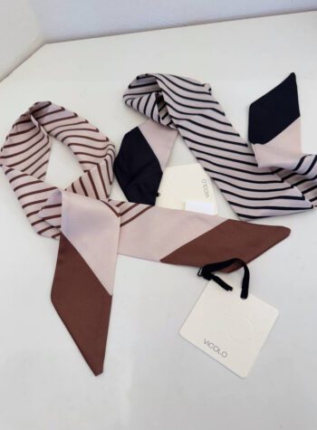 Shop Online Foulard in raso burro righe marroni