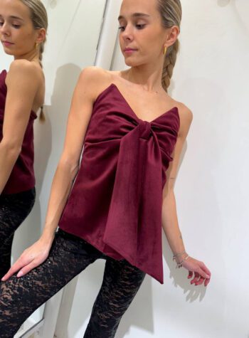 Shop Online Top corsetto in velluto bordeaux Vicolo