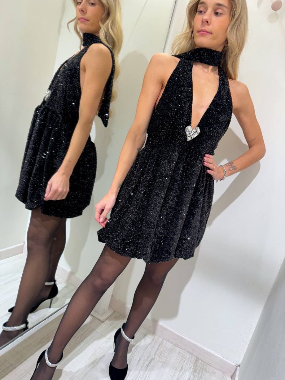 Shop Online Vestito corto palloncino paillettes nero Vicolo