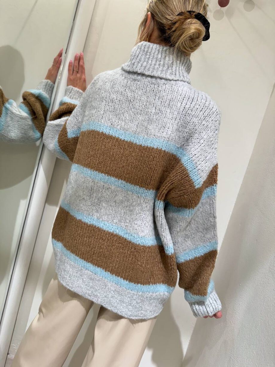 Shop Online Maglione a righe grigio e azzurro HaveOne