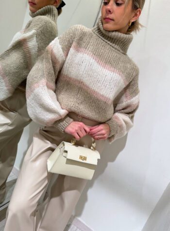 Shop Online Maglione a righe beige e rosa HaveOne