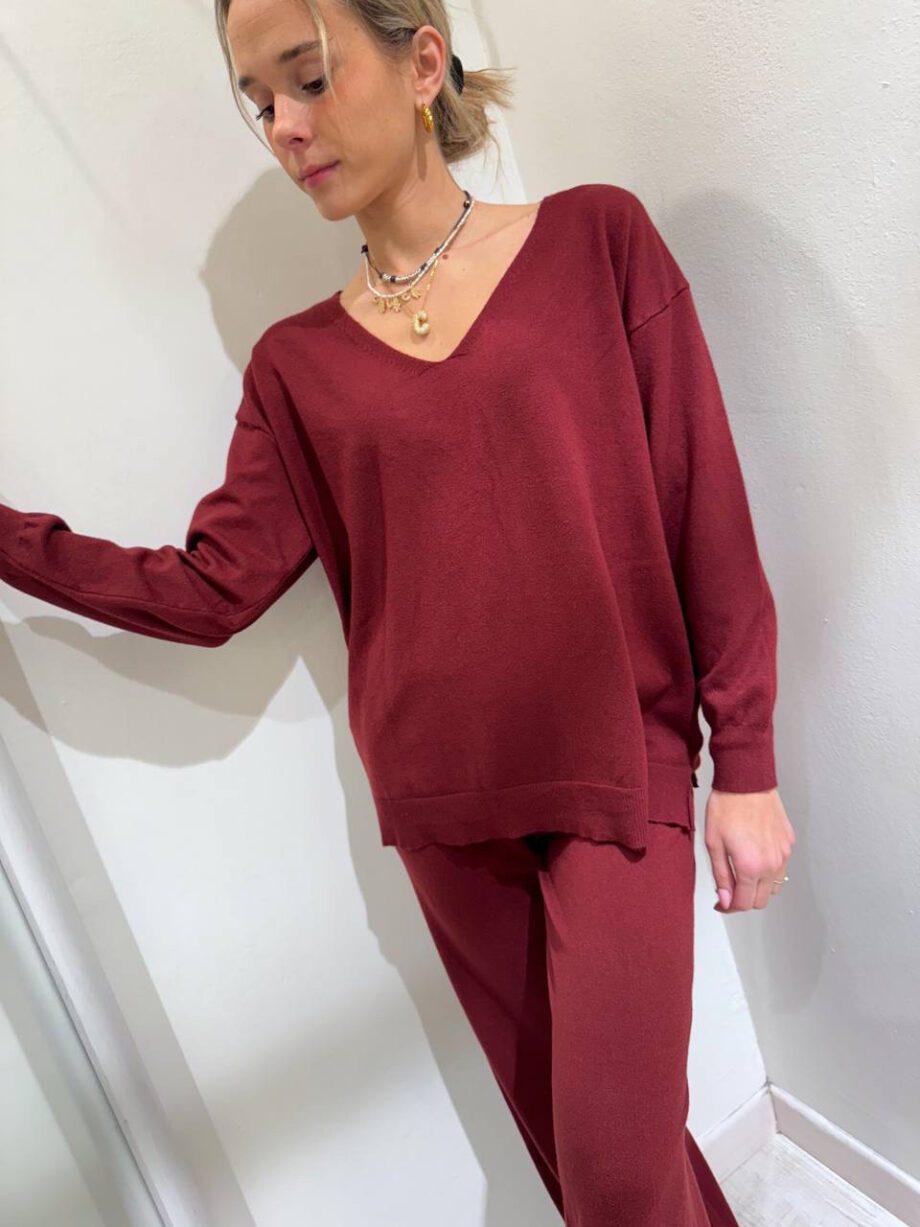 Shop Online Coordinato in maglia bordeaux HaveOne