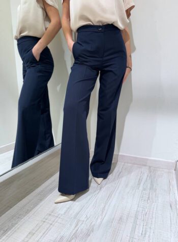 Shop Online Pantalone dritto blu con piega Vicolo