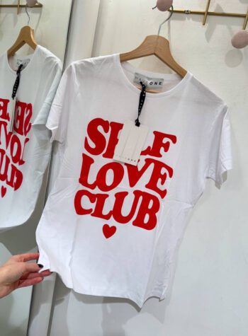 Shop Online T-shirt bianca stampa Self Love Club HaveOne