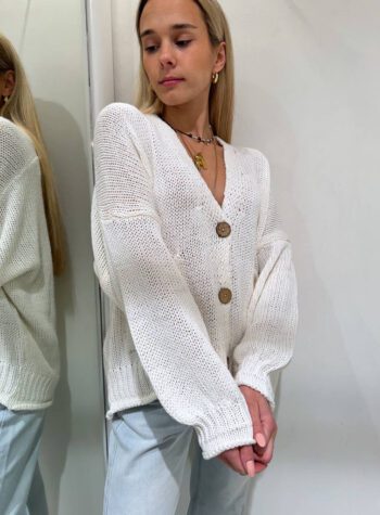 Shop Online Cardigan ampio in maglia panna HaveOne