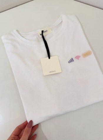 Shop Online T-shirt basic bianca ricamo colorato Vicolo