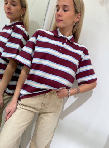 Shop Online Maglia polo burro a righe bordeaux Vicolo