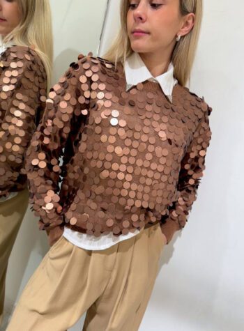 Shop Online Maglia cioccolato con maxi paillettes Vicolo