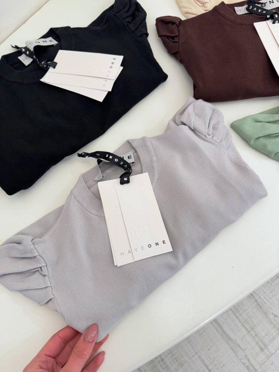 Shop Online Maglia mezza manica sbuffo grigio perla HaveOne