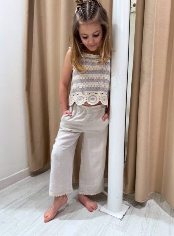 Shop Online Pantalone sabbia fondo crochet Lil' Atelier