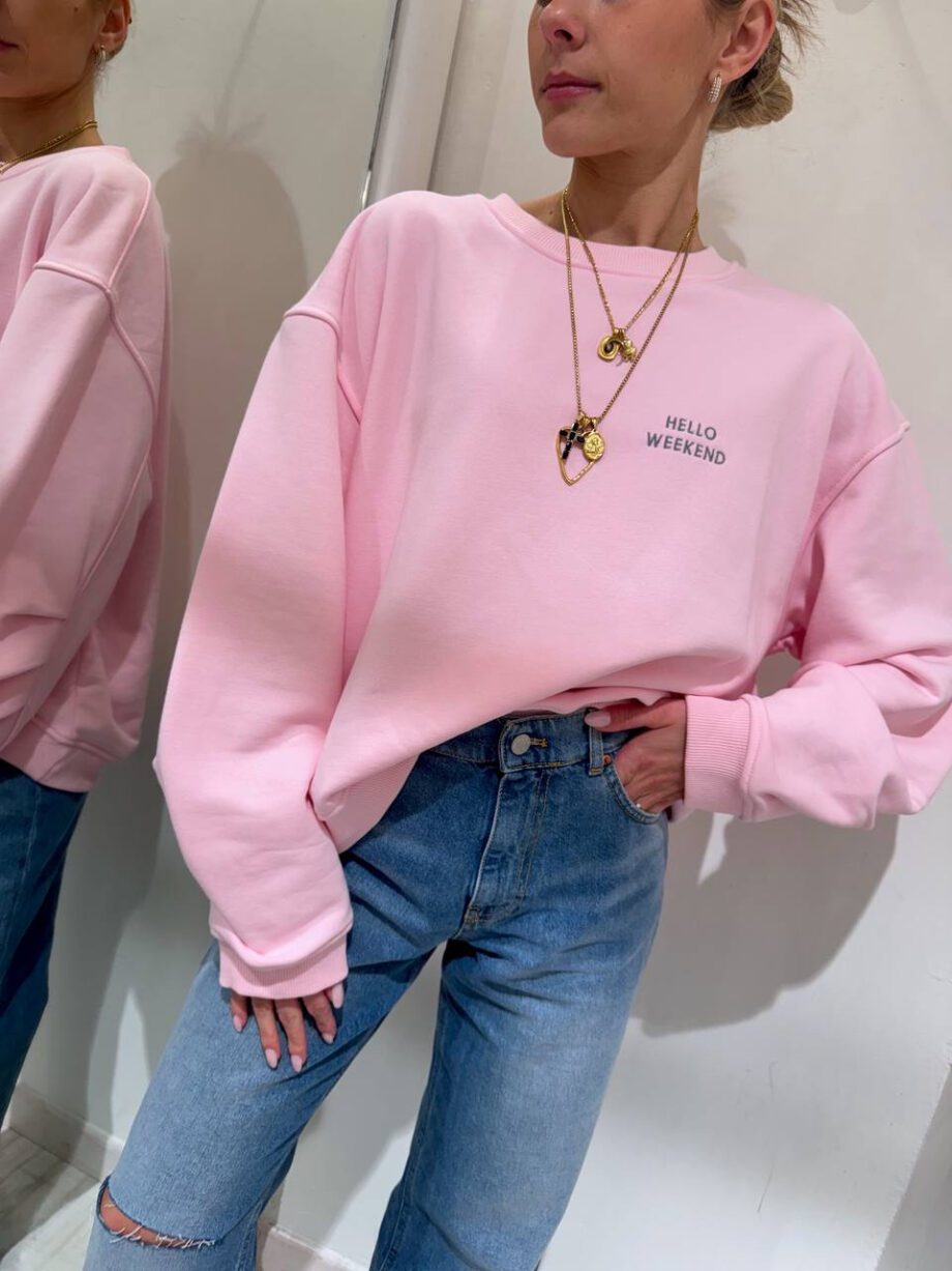 Shop Online Felpa oversize rosa hello weekend Vicolo