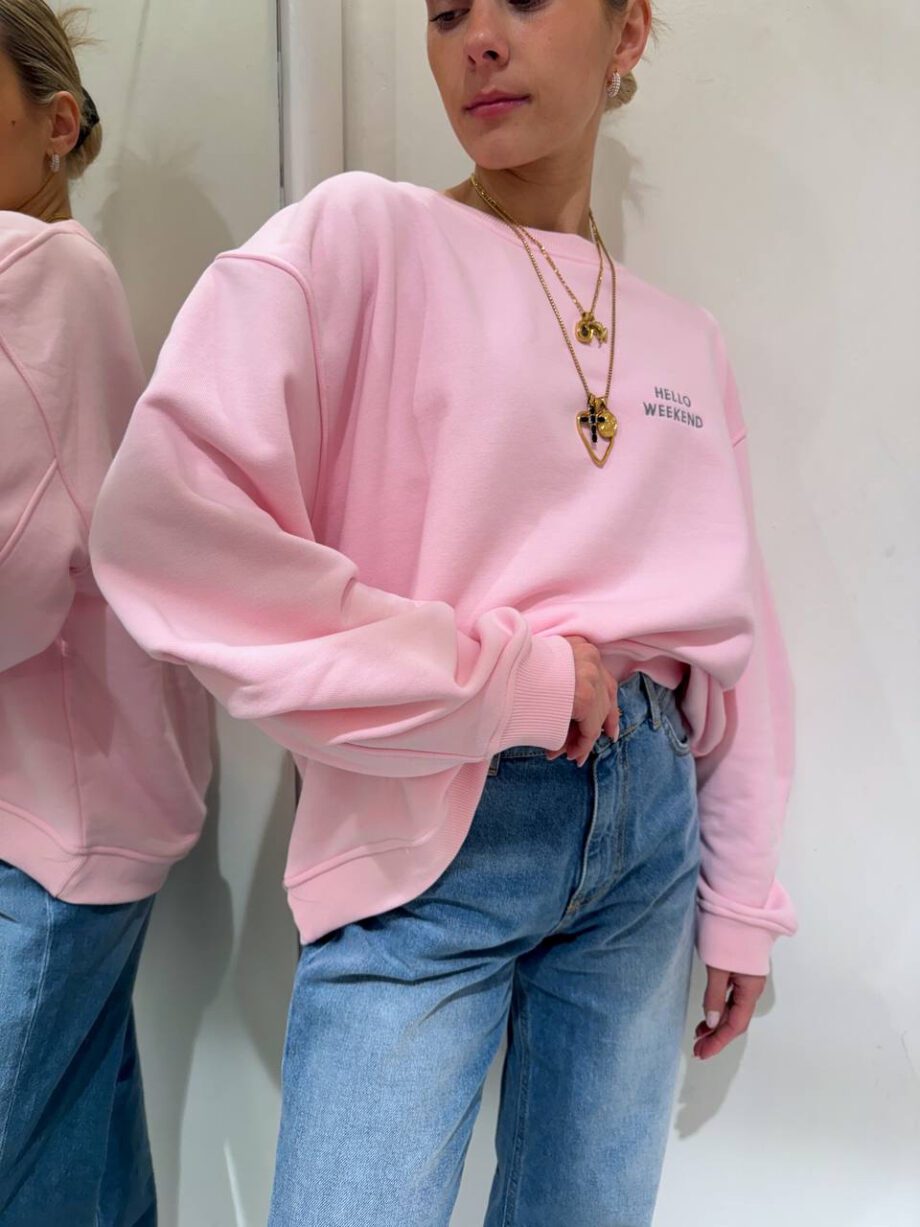 Shop Online Felpa oversize rosa hello weekend Vicolo