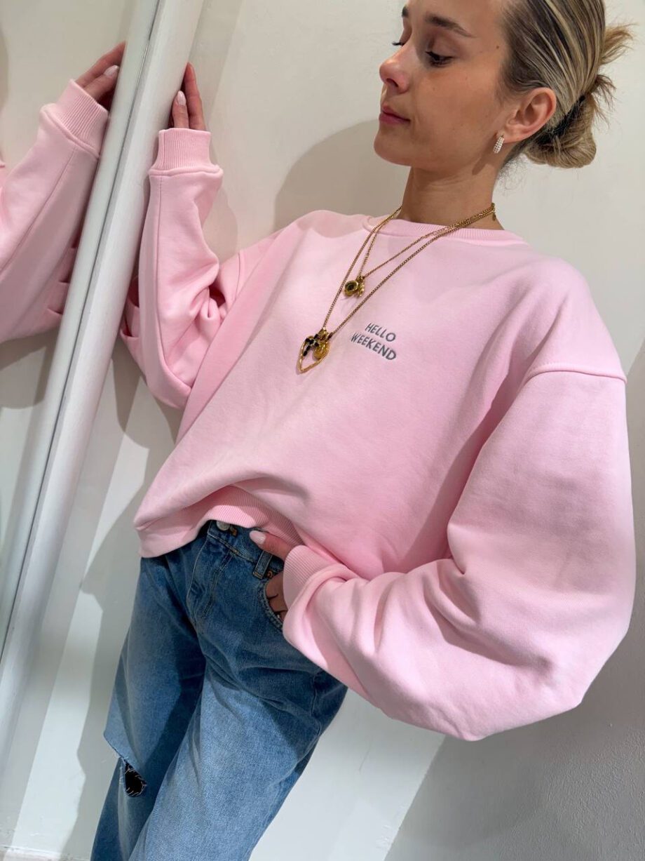 Shop Online Felpa oversize rosa hello weekend Vicolo